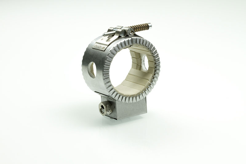 collier chauffant, pour températures jusqu'à 400°C, moulage par injection, extrusion, alésages, évidements, support thermocouple, Chauffage radiant, céramique isolé