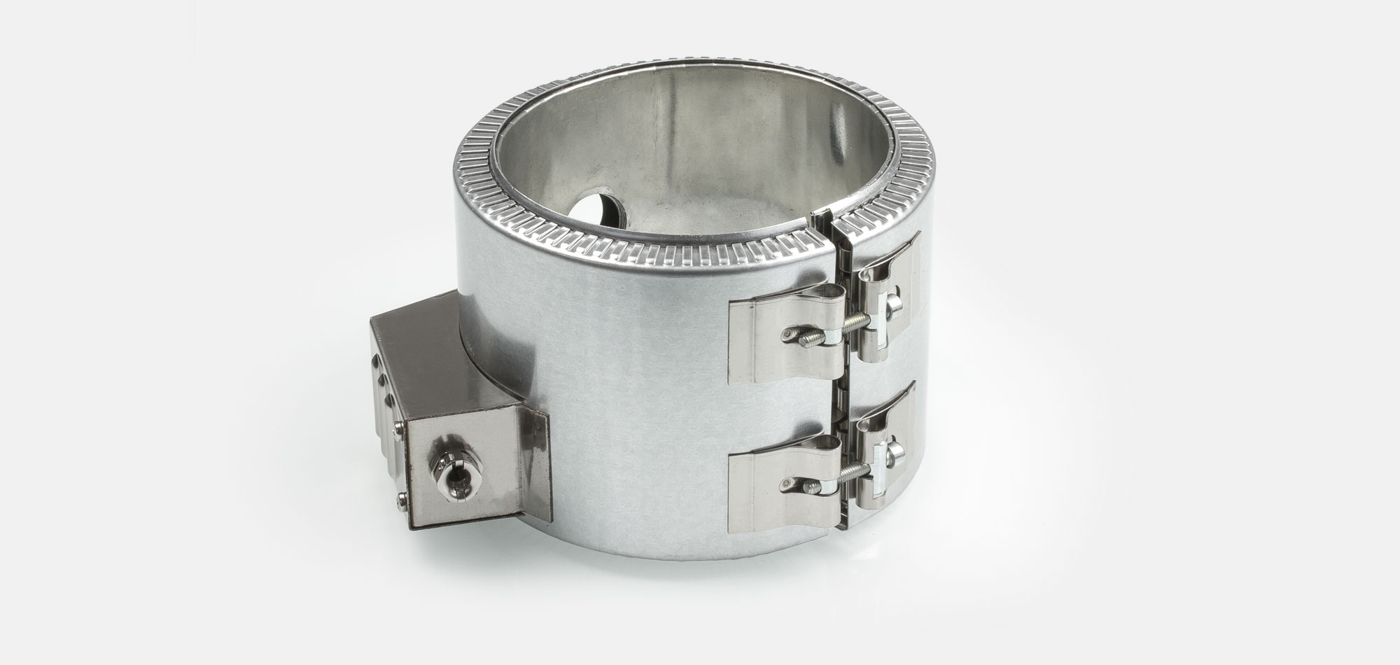 collier chauffant, pour températures jusqu'à 280°C, moulage par injection, extrusion, alésages, évidements, support thermocouple, cercle calorifuge par vide d’air, cercle calorifuge et pyronap, mica isolé
