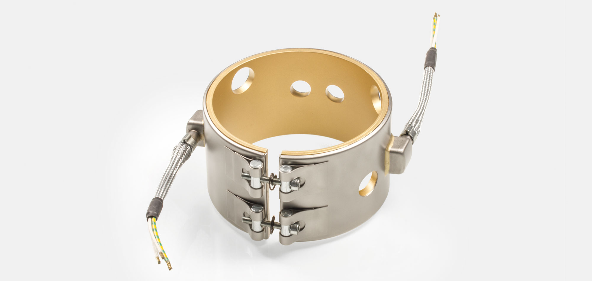 colliers de buse, pour températures jusqu'à 450°C/550°C, moulage par injection, conception écoénergétique, flux de chaleur homogène, trous, évidements, thermocouple intégré, contour spécial, Encombrement réduit, extrusion de câble