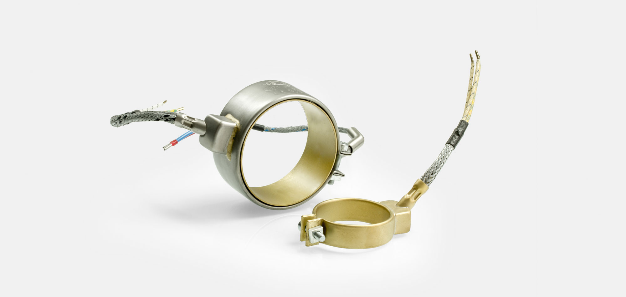 collier de buse standard en acier inoxydable et laiton, pour températures jusqu'à 280°C/350 ° C, moulage par injection, trous, évidements, thermocouple incorporé, thermocouple de surface séparé ou support pour thermocouple, accessoires d'origine