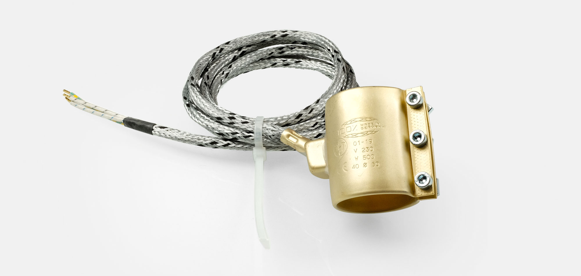 collier de buse standard en acier inoxydable et laiton, pour températures jusqu'à 280°C/350 ° C, moulage par injection, trous, évidements, thermocouple incorporé, thermocouple de surface séparé ou support pour thermocouple, accessoires d'origine