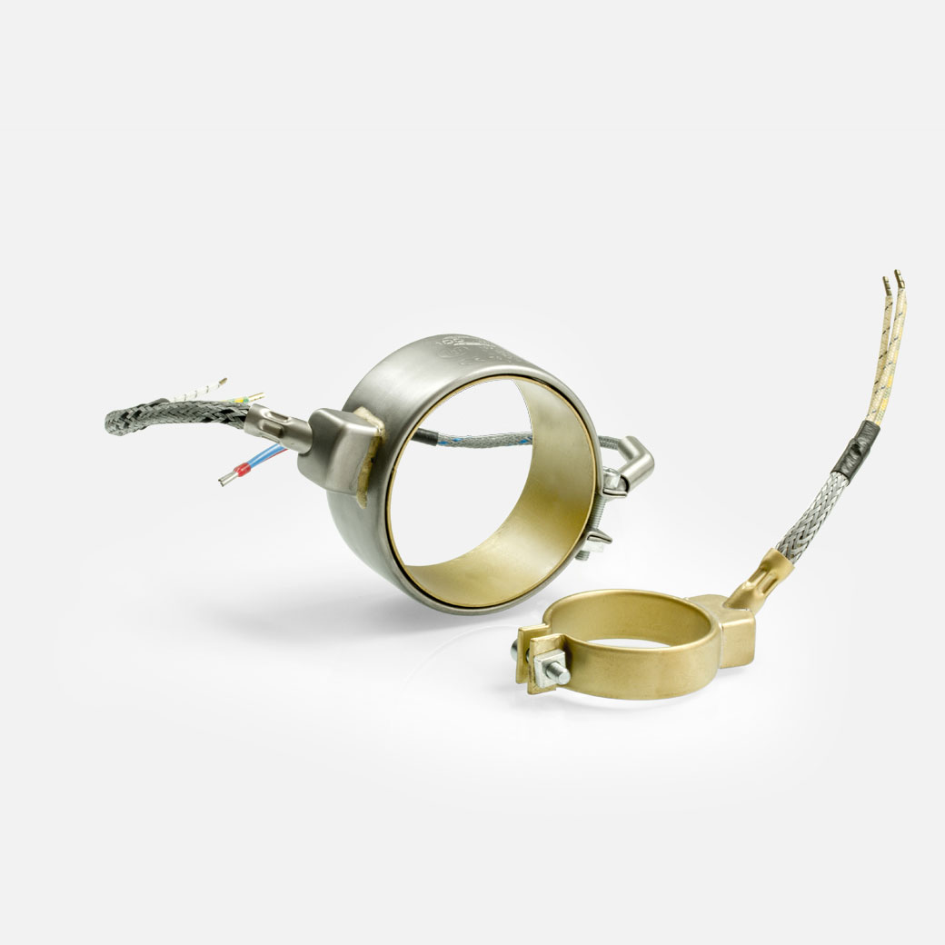 collier de buse standard en acier inoxydable et laiton, pour températures jusqu'à 280°C/350 ° C, moulage par injection, trous, évidements, thermocouple incorporé, thermocouple de surface séparé ou support pour thermocouple, accessoires d'origine