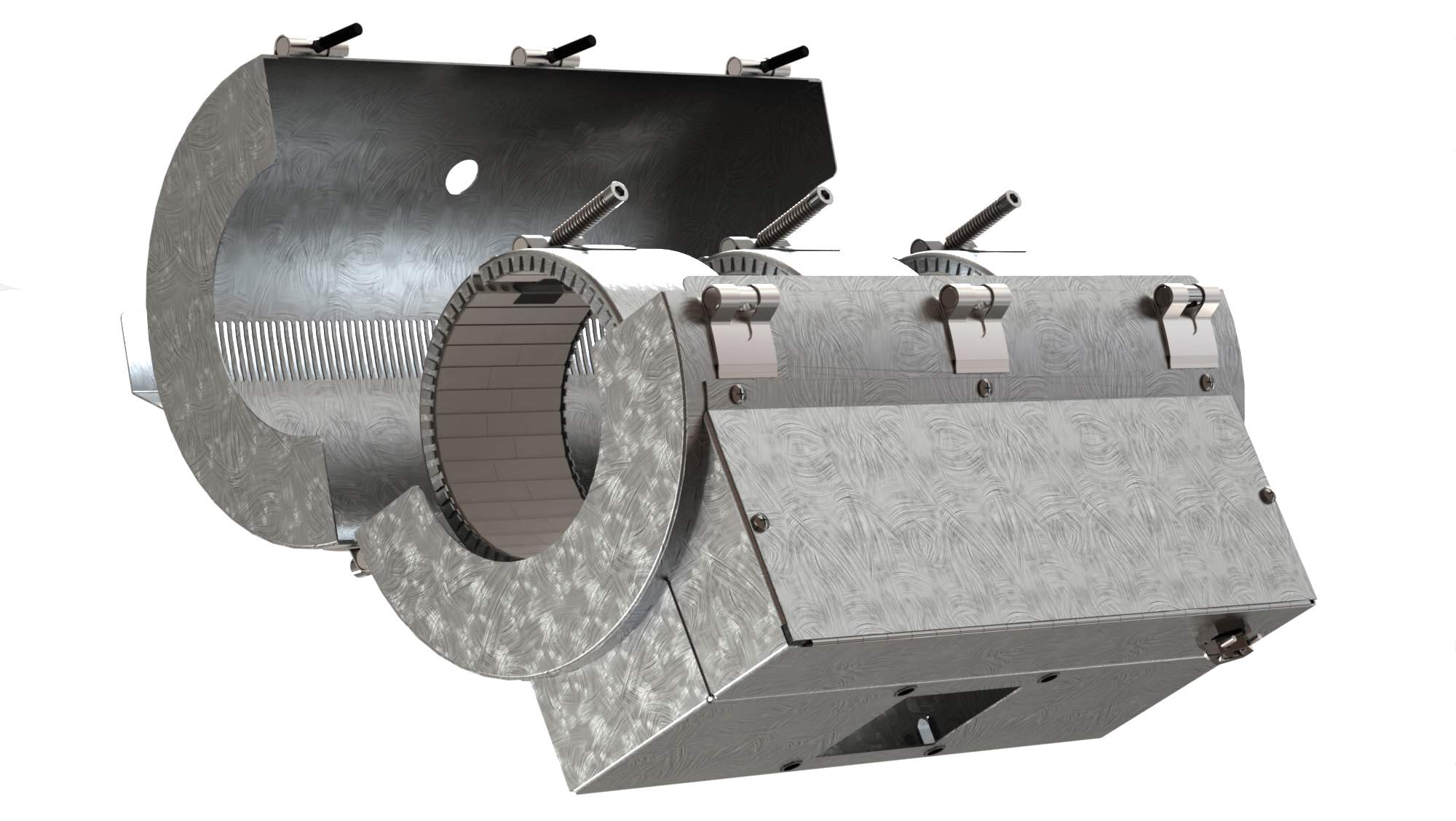 Ensembles chauffage-refroidissement, pour températures jusqu'à 400°C, extrusion, moulage par injection, PVC, systèmes de recyclage, ventilateurs, refroidissement par air, isolation ,céramique isolé