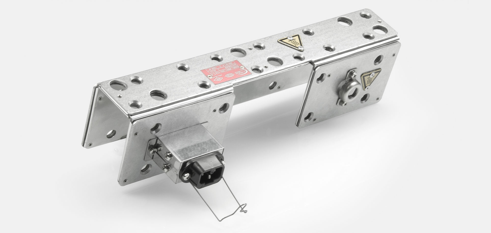 Chauffage d'outillage, Chauffant Plat, Collier Rectangulaire, pour des températures jusqu'à 450°C, extrusion, moulage par injection, technologie des plastiques, alésages, évidements, support de capteur de chaleur, thermocouple intégré, mineralisole